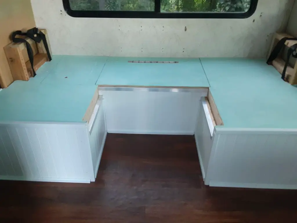 Replacing dinette in Itasca class C RV to put in a couch. RV interior updates